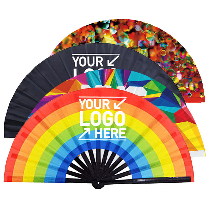 Éventail bambou satin Rainbow Pride 33 cm